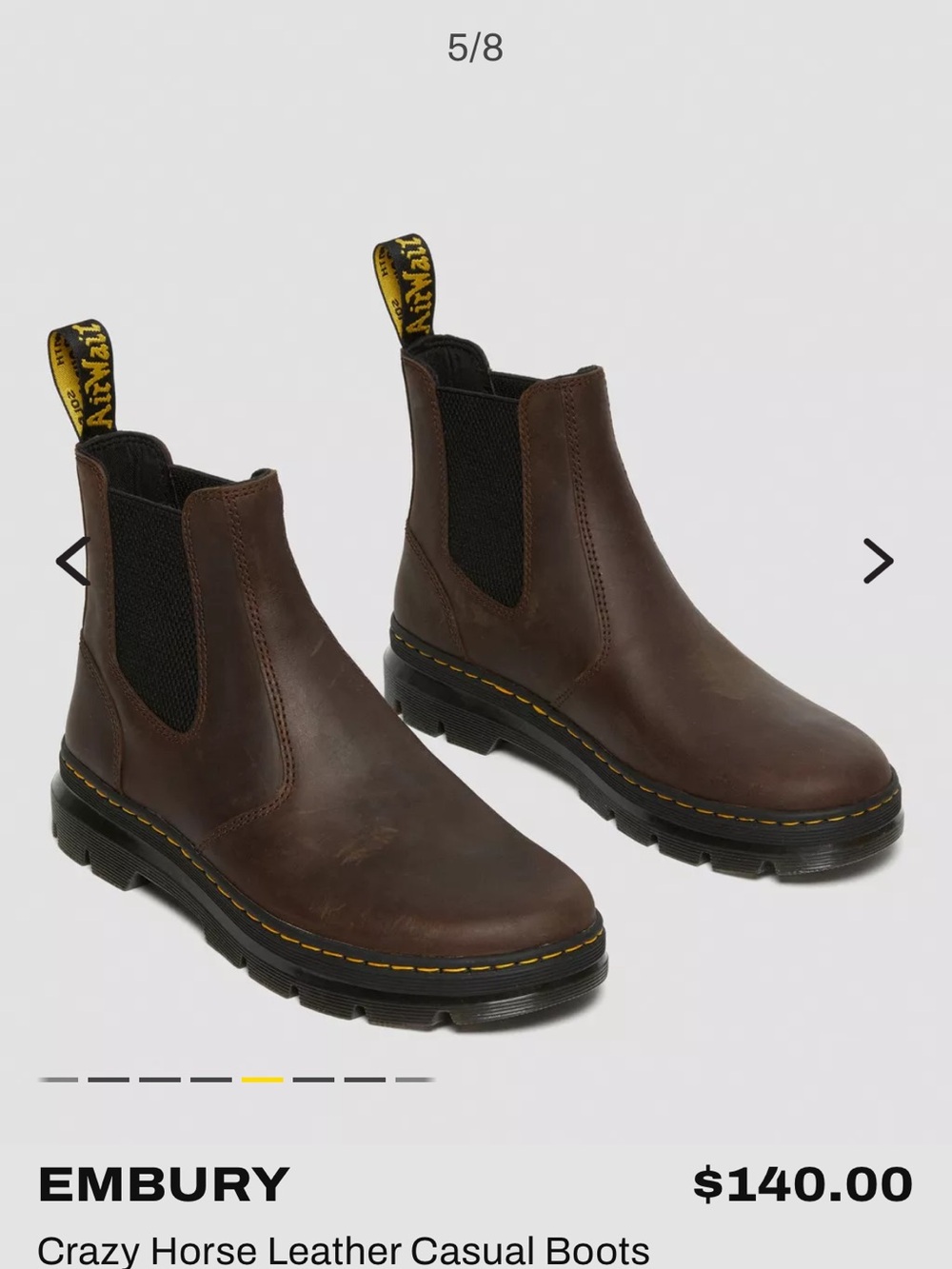 Dr. Martens Embury Crazy Horse Leather Chelsea Boots - Picture 8 of 9